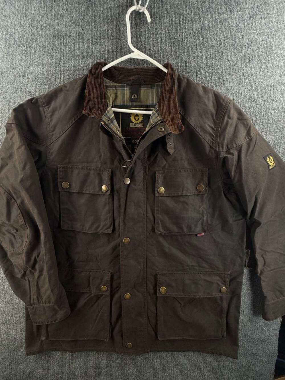 Belstaff Fieldmaster  Gold Label Waxed Cotton Canvas XL Jacket Lined Brown Logo